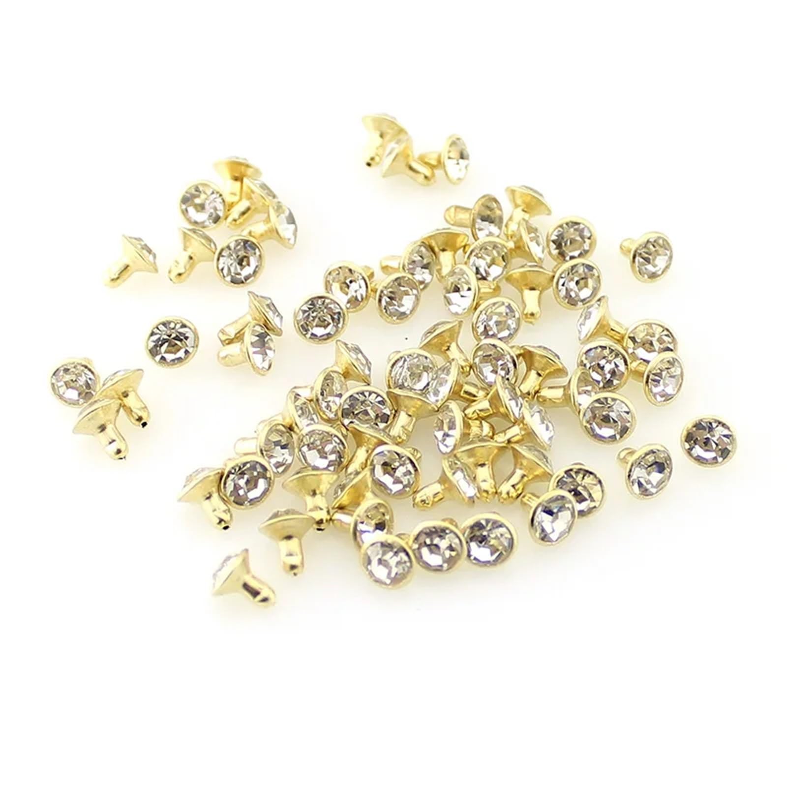 Fdzkrtvm Gold Metal Crystal Rivets, Crystal Rhinestone Rivet Studs Multicolor Copper 100 Pcs