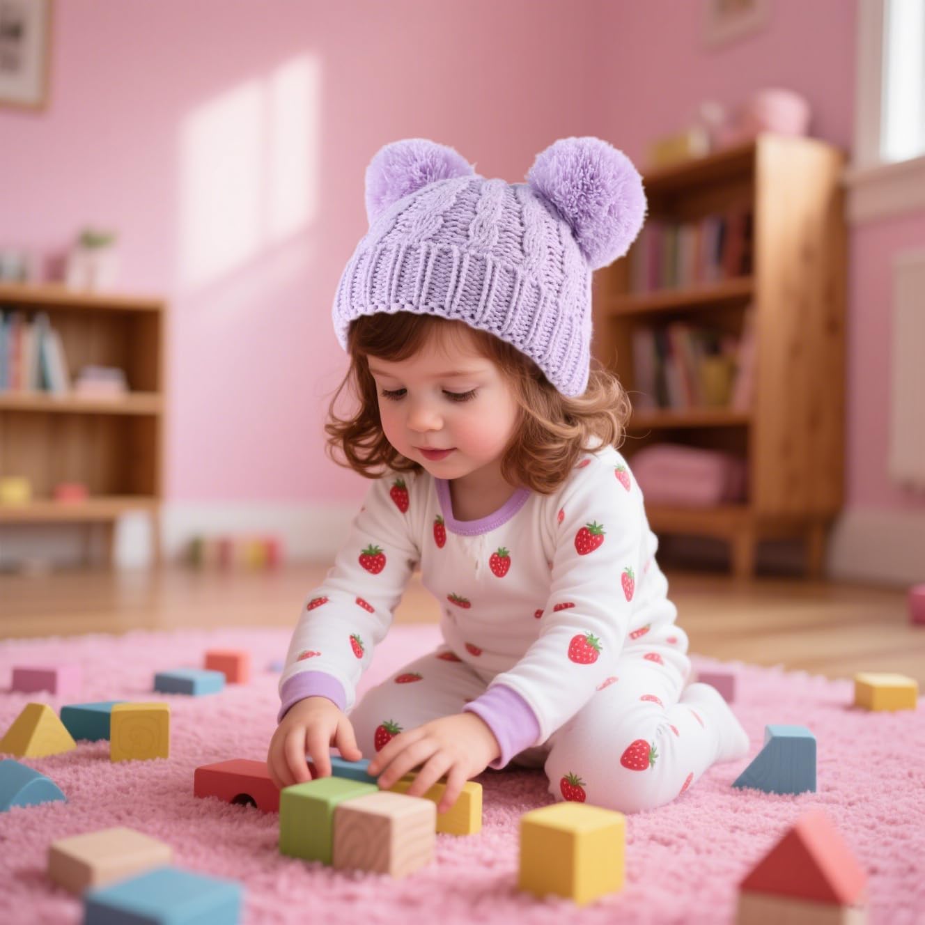 Yuoahcn Baby Girl Beanie Winter Baby Boy Hat with Pom pom Warm Infant Knitted Hats Toddler Kid Beanies - Image 2