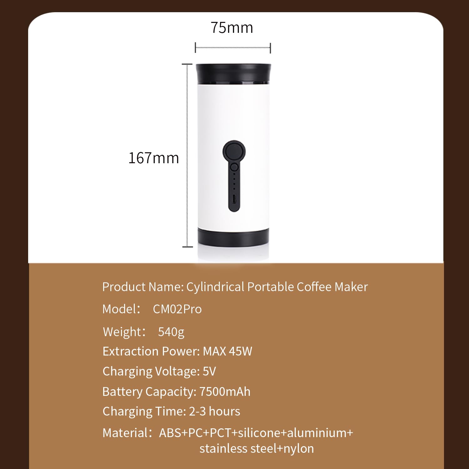 SANMAS Cafetera espresso portátil, cafetera de autocalentamiento recargable por USB-C, para viajes y camping, compatible con café molido y cápsulas, cafetera eléctrica compacta para coche, caravana