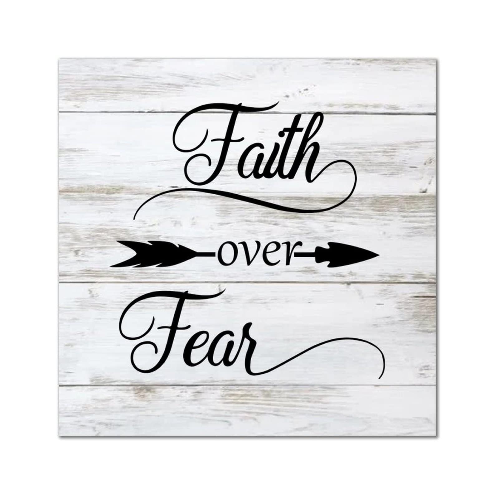 Plaque murale en bois Faith Over Fear pour deco de salon et de bureau inspirante