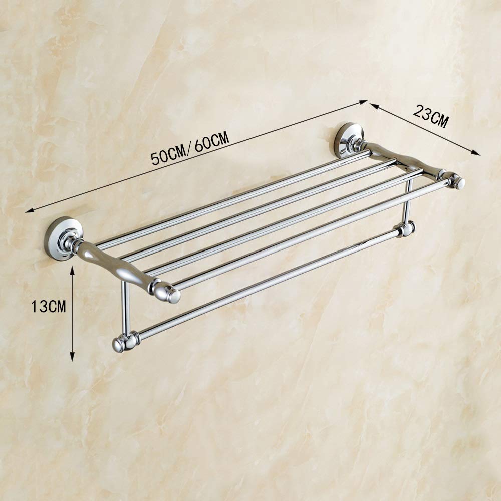 Toallero, Taladrado De Pared Toalla De Cobre Toallero Baño Hotel Doble Estante 50x23x13cm (Size : 60x23x13cm)
