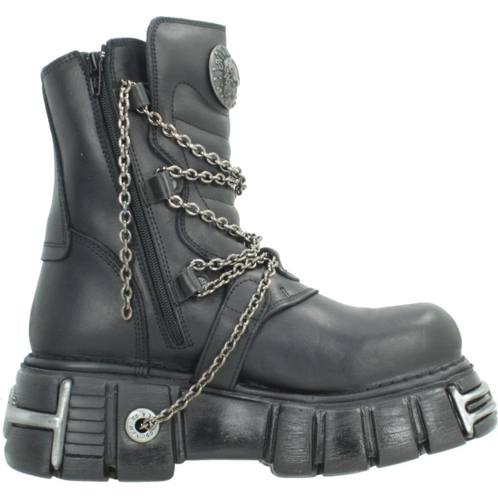 New Rock Metallic nero Pelle Stivali M.1011-S1
