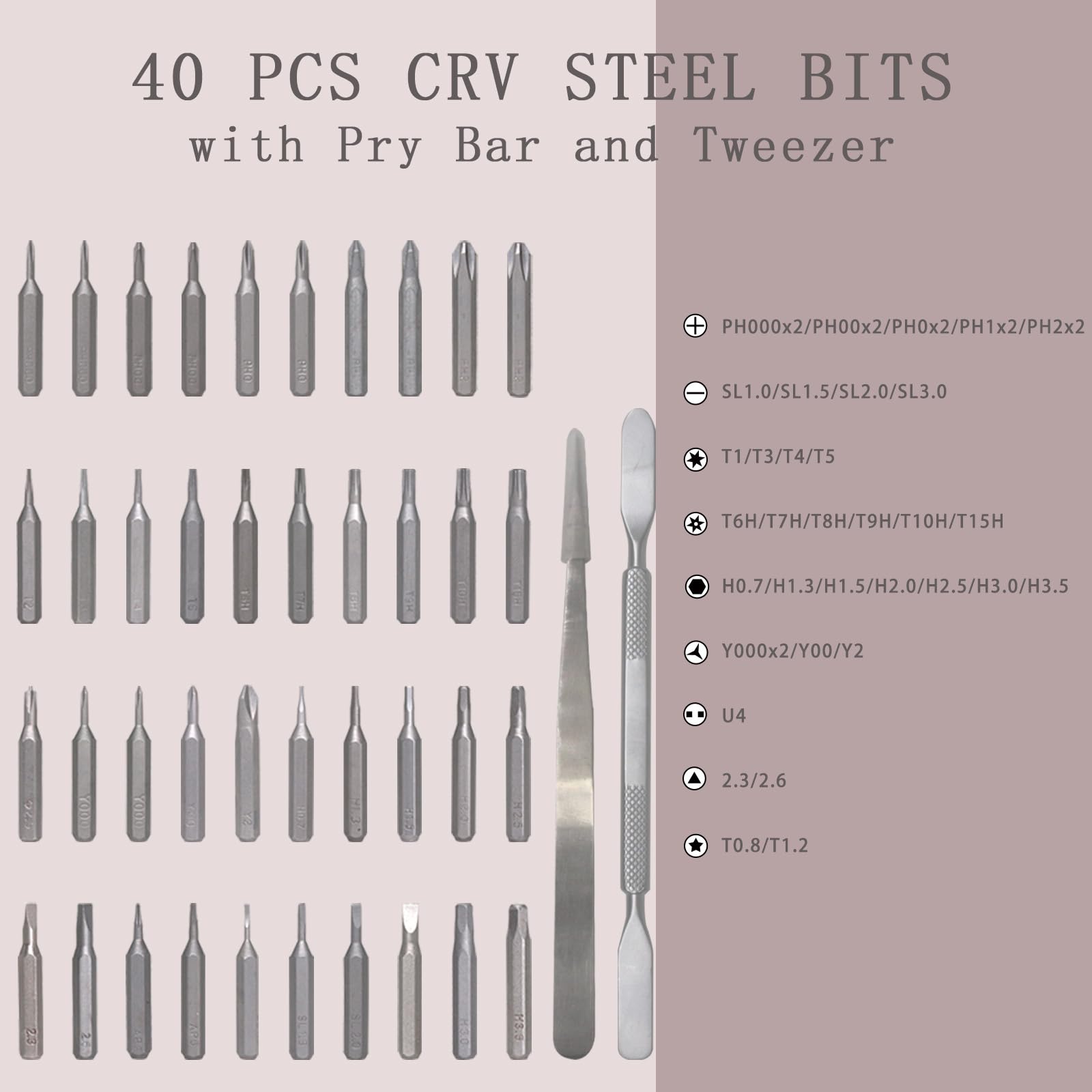 Set di cacciaviti di precisione 44 in 1, 40 punte con torx, pentalobe, Phillips, mini kit di riparazione magnetico per elettronica, laptop, MacBook, telefono, occhiali, orologio, PS5