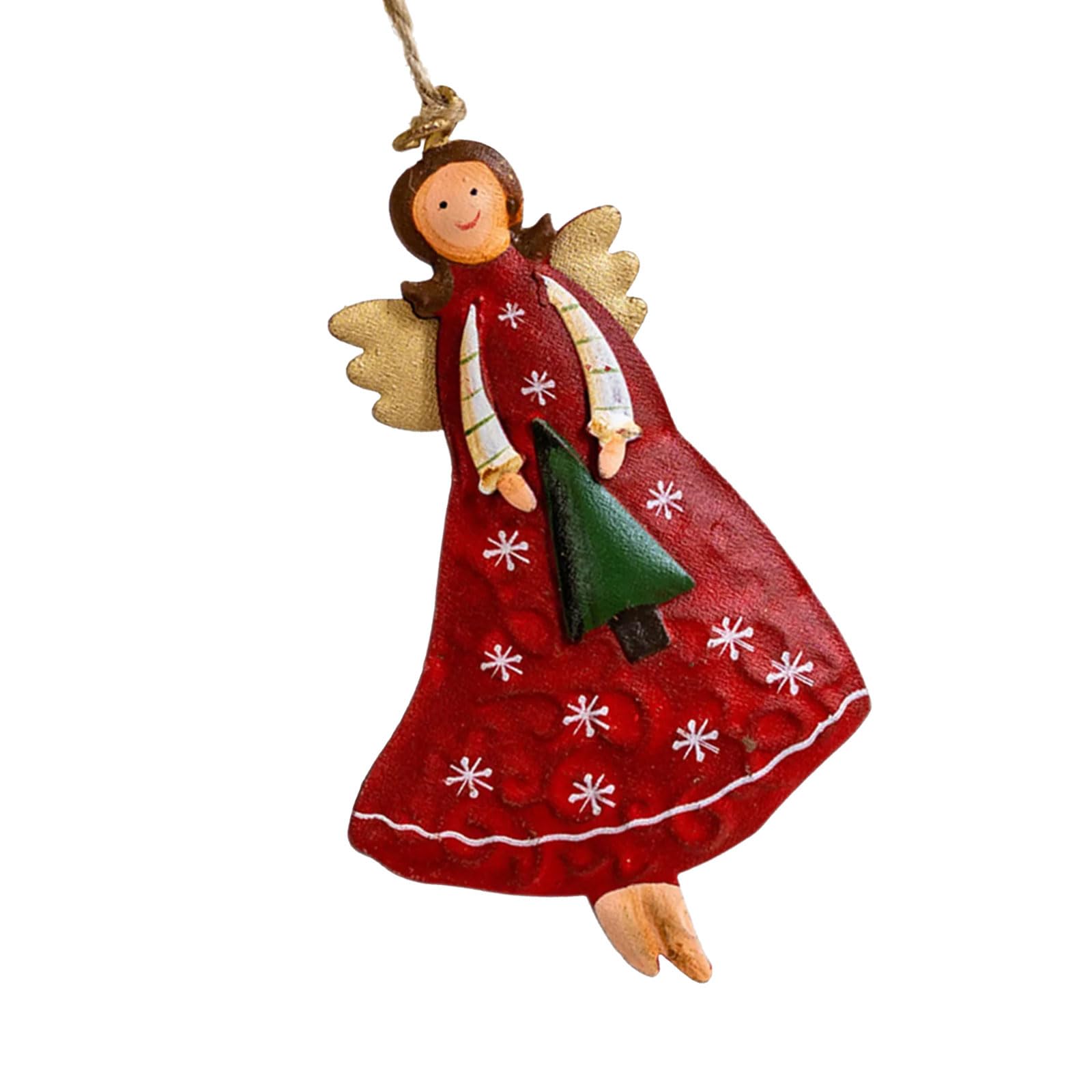 FOLODA Antique Styles Metal Angelic Hanging Decoration Festival Craft Holiday Hanging Decors Christmas Season Retro Iron Angelic Christmas Ornament
