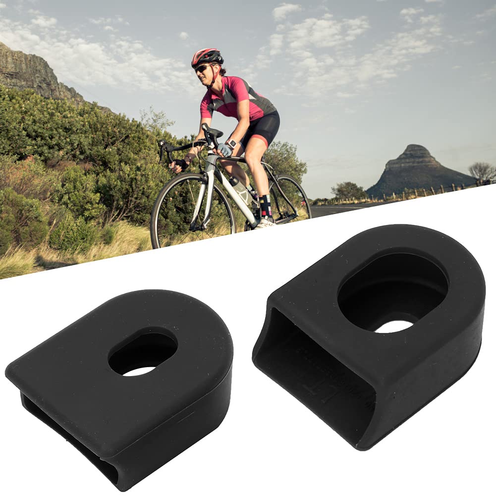 Keenso Copertura pedivelle Bici, 5 Paia Protezione guarnitura Bicicletta guarnizioni protettive per Mountain in Silicone(Nero)