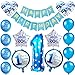 Anniversaire Enfants Déco Garçon 1 Année, 1ère Anniversaire Décorations pour Garçon,Déco 1 Anniversaire, Premier Anniversaire Déco Garçon Joyeux Anniversaire Bannière Ballons Bleu Confetti Helium Set