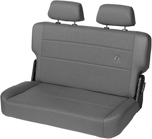 Bestop 3944109 - Asiento trasero trasero Trailmax II de color carbón plegable en secadora - Jeep 1955-1995 CJ5, CJ7 y Wrangler