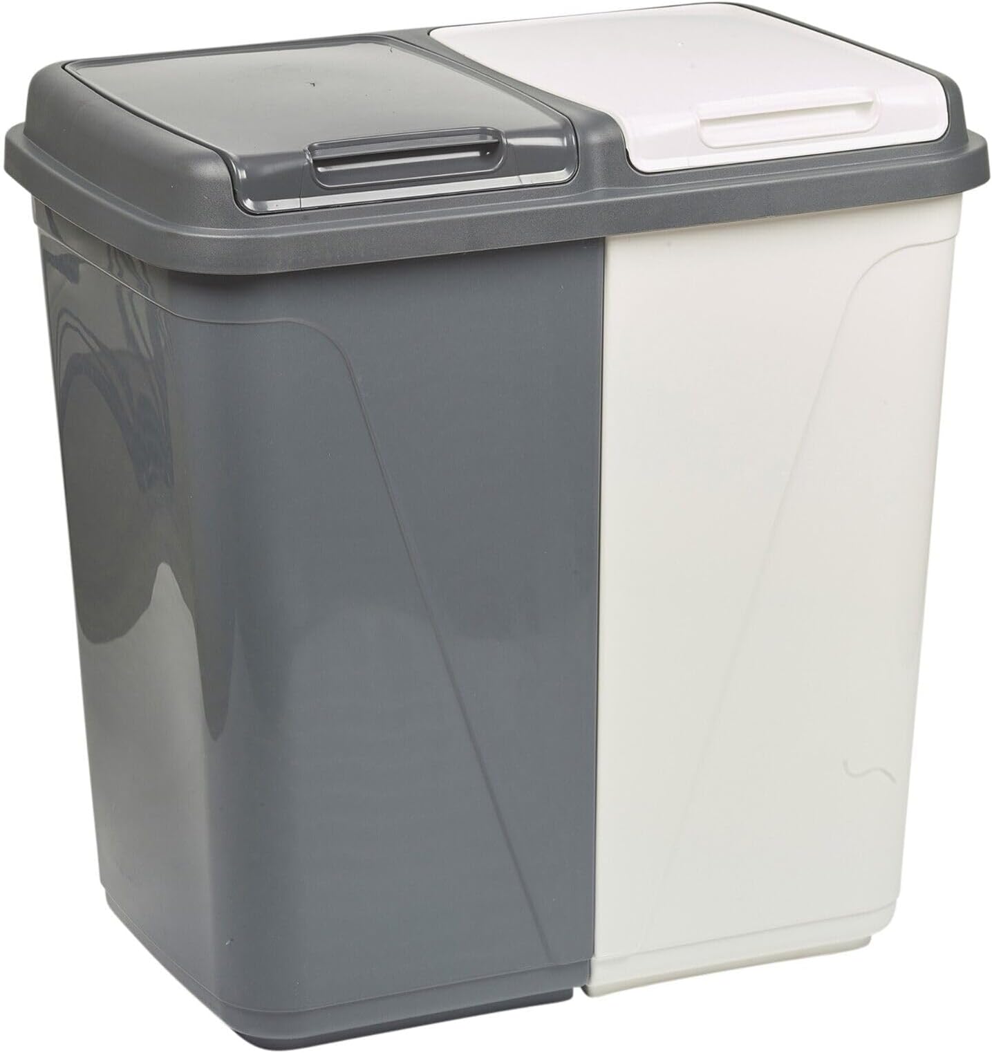 URBNLIVING 90L Double Kitchen Recycling Laundry Duo Bin Garbage Under Cabinet Trash Can (90 -Grey and White)