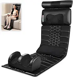 Esteira Massageadora 10 Motores, Bivolt, Assento Massageador, 110V-240V, Vibração e Amassamento, Compressa Quente para a Região Lombar e Dorsal, Três Níveis de Intensidade, Vários Modos