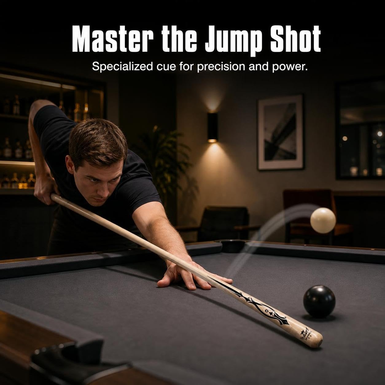Jump-Cue Pool-Queue, teilig, Naturfarbe