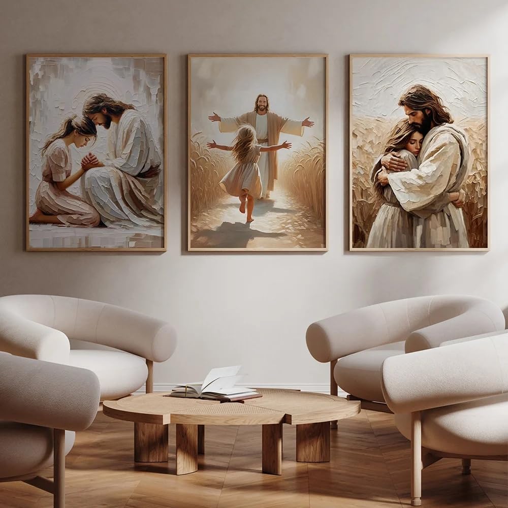 ZHUOYA Religia, sztuka ścienna, Jezus, plakat z obrazem chrześcijańskim, druk biblijny, obraz, plakat kościelny, dekoracja sypialni, salonu (70 x 100 x 3 cm, bez ramki)
