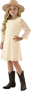 Girl Vintage Lace Scalloped Trim Boho Rustic Country Baptism Flower Girl Dress