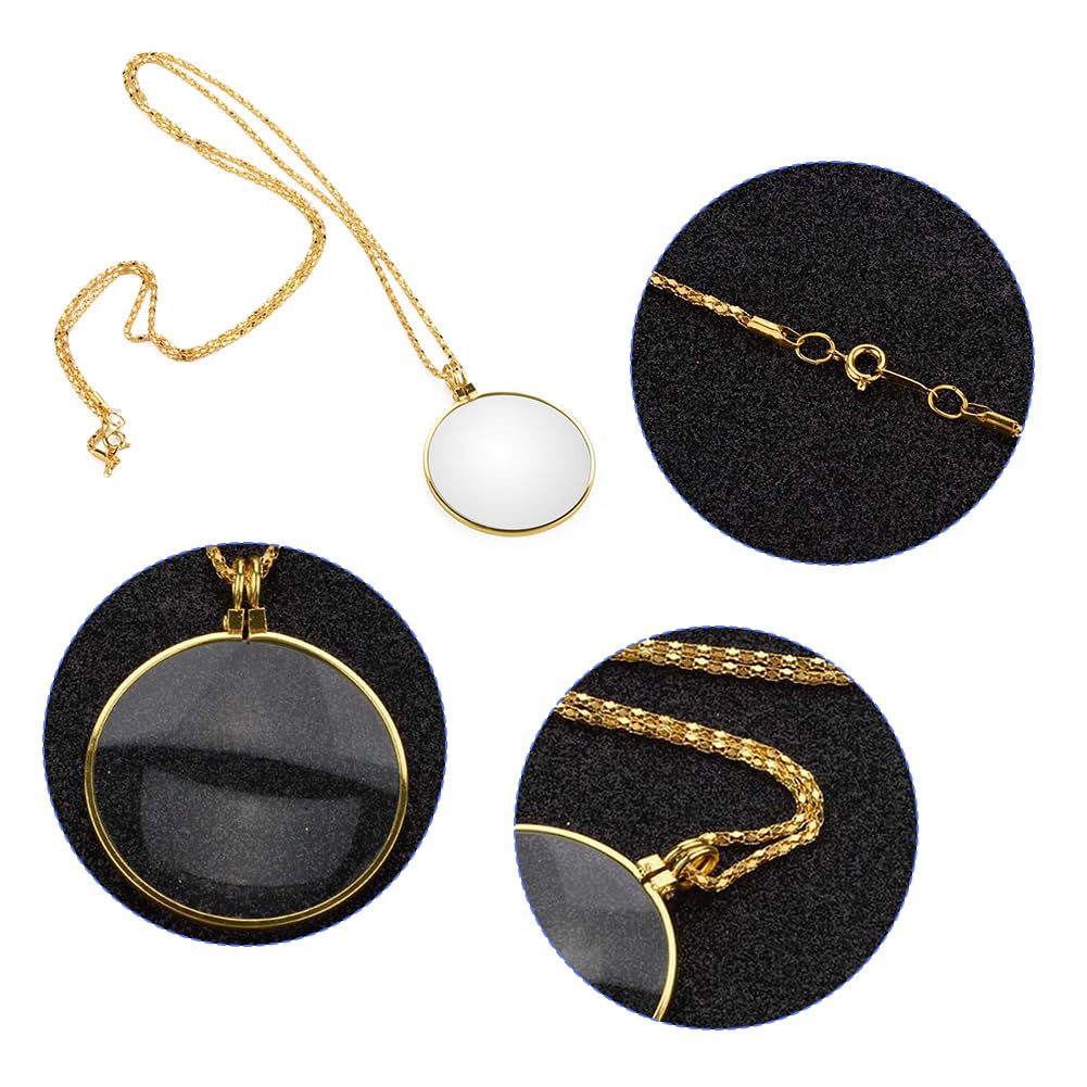 Joyzan Optical Magnifier Necklace - 5X Magnifying Glass Lens Chain For Reading & Hobbies