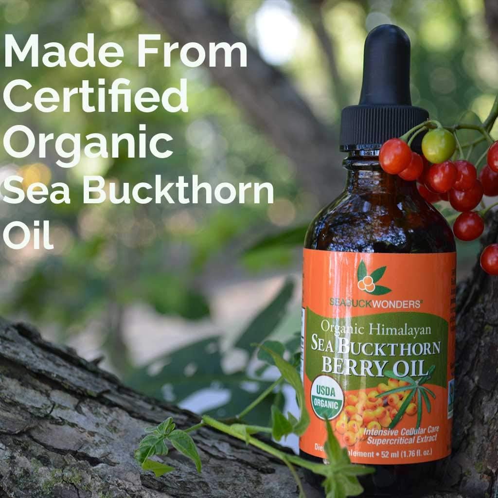 SeabuckWonders Sea Buckthorn Berry Oil, 100% Certified Organic, 1.76 FL OZ Bottle (Pack of 12)