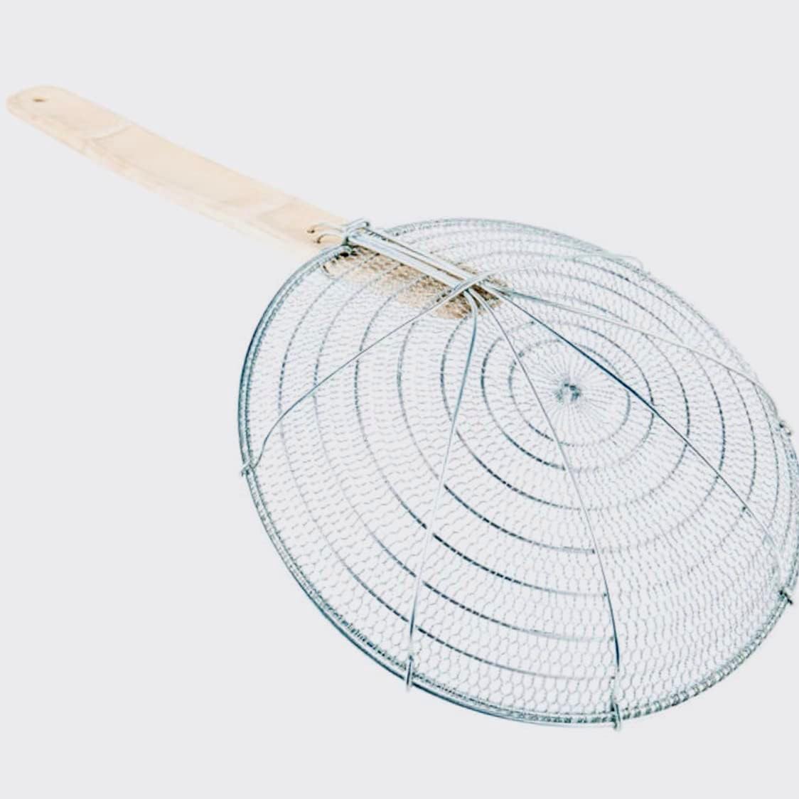 12-Inch Galvanized Steel Spider Strainer – Fine Mesh Skimmer with Natural Bamboo Handle for Cooking & Frying Ideal for Home & Professional Kitchens
