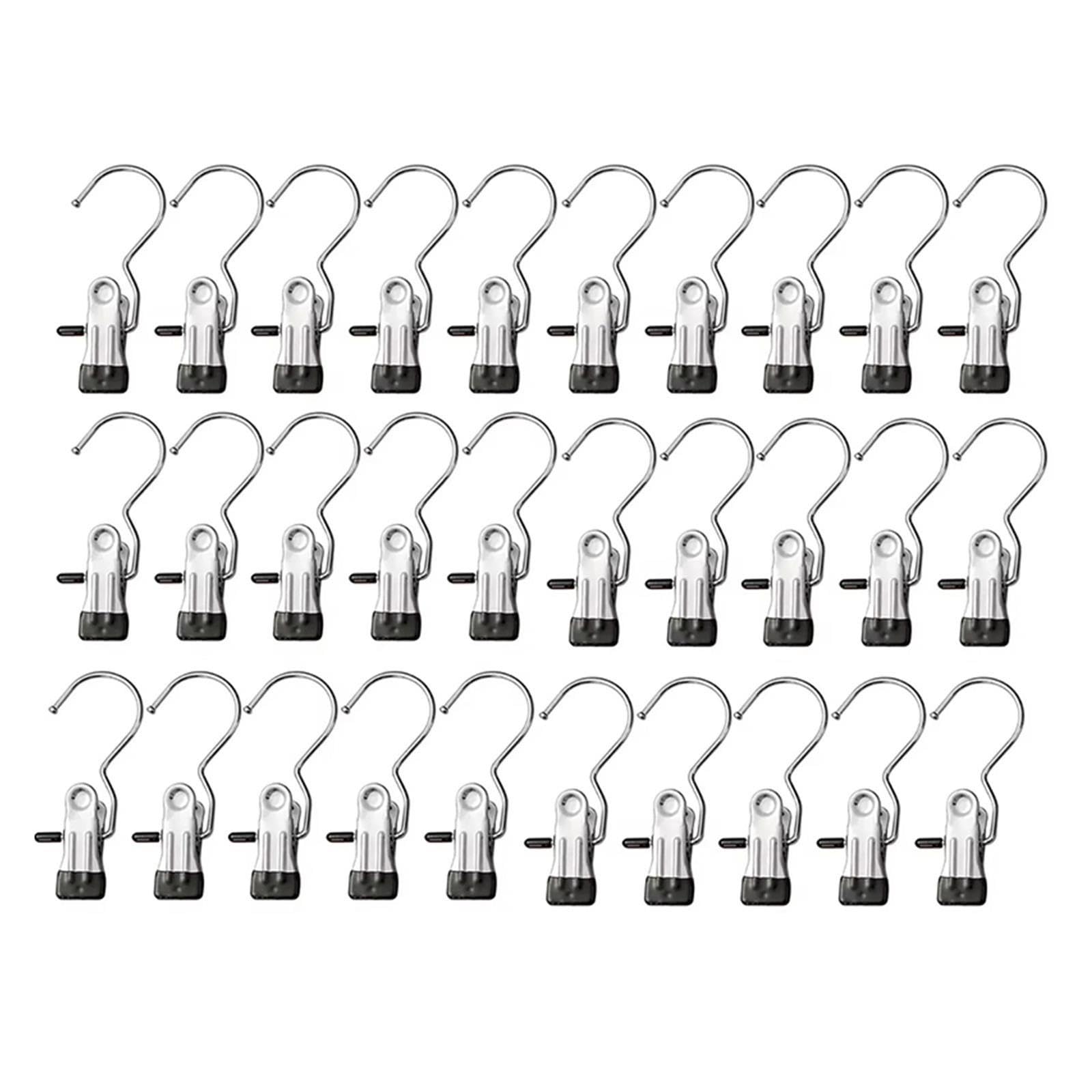 5/10/30 Stück Edelstahl-Aufhängeklammern, rutschfeste Kleiderklammer, Hosen, Socken, Kleiderschrank, Aufbewahrung, Mehrzweck-Wäsche(Black-30PCS)