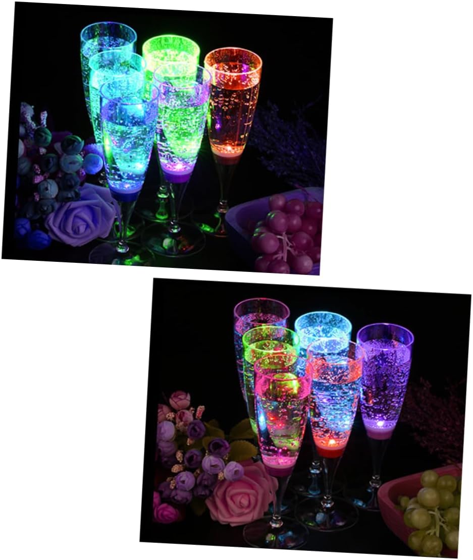 GLEAVI 6Pcs Plastic LED Light Up Liquid Activated Goblets Festive Atmosphere Drinking Glasses for Parties and Celebrations