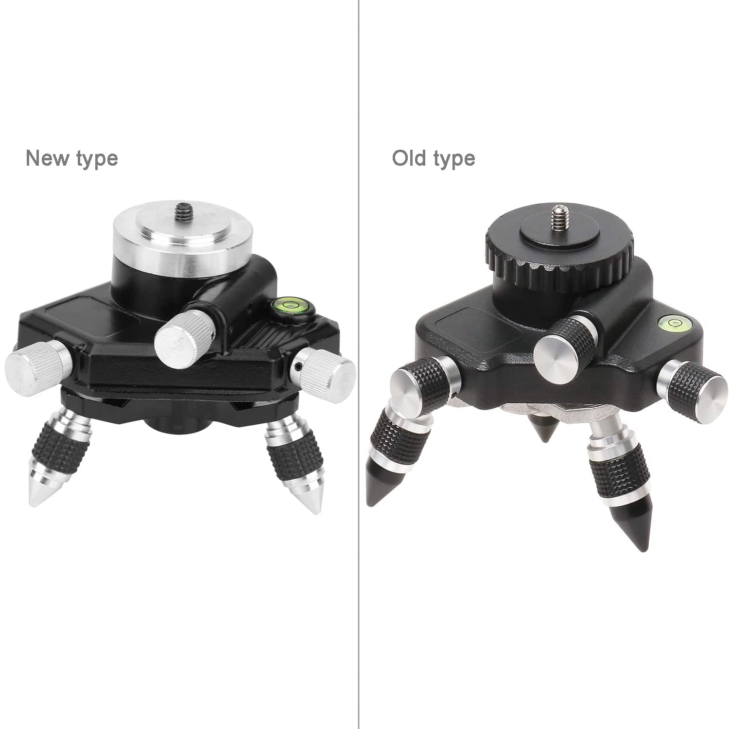 At2 Support Adaptateur De Niveau Laser - Rotation À 360° Manuellement Base Micro Ajustable Pour Connecteur De Trépied De Niveau Laser Ligne, Alliage Complet Avec Montage Fileté Standard 1/4"
