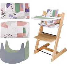 for Tripp Trapp High Chair Cushion, Comfortable for Tripp Trapp High Chair Cushion, with Two High Chair Placemat, for Tripp Trapp Cushion Set Makes It More Comfortable for Baby Light Color Print