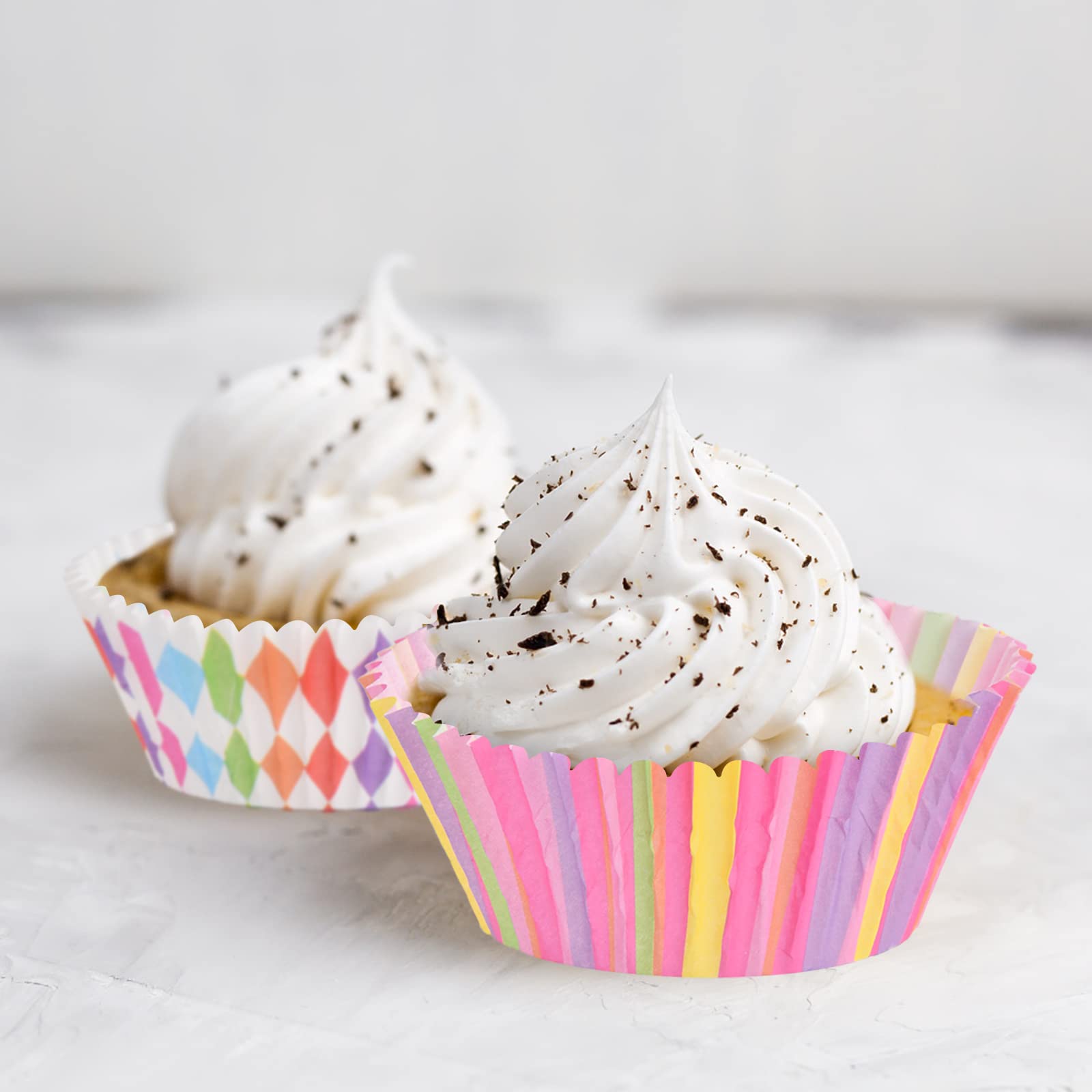 800 Pirottini Per Muffin Rainbow Arcobaleno Con Pennello - Stampini Carta Oleata Forno Antiadherenti Per Cupcake Festa - 4