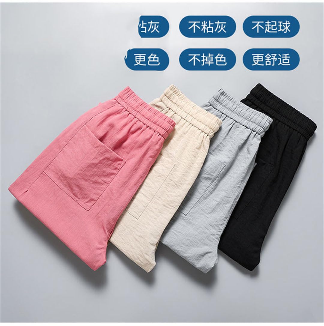 Vogrtcc Pantaloni Casual in Lino da Uomo Pantaloni da Jogging in Vita Elastici Leggeri con Coulisse