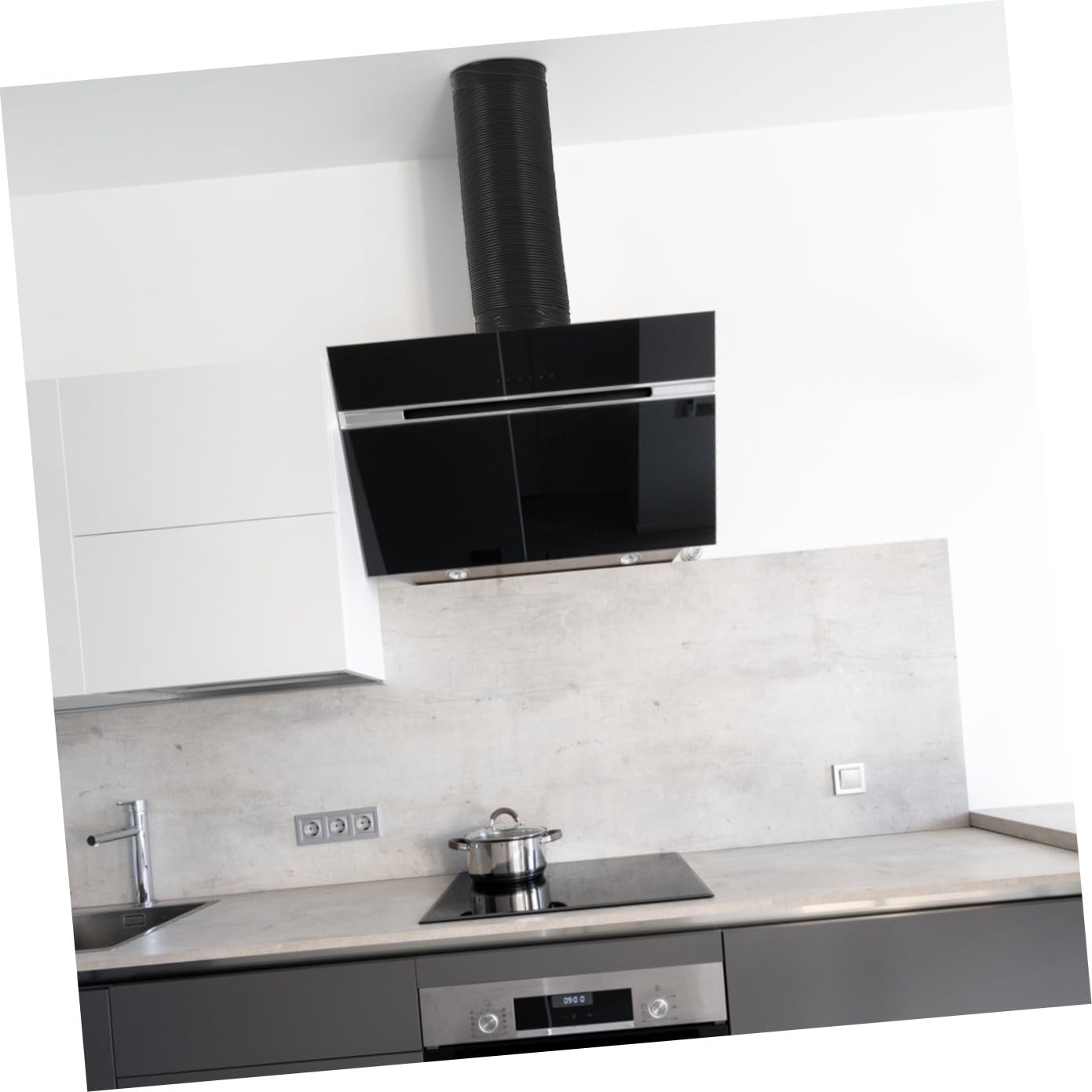 Tubo Flessibile Condotto Aria in Pvc Nero, Estensibile | Ventilazione e Cappa di Aspirazione, Retrattile e Facile da Installare, Uso Casa e Ufficio