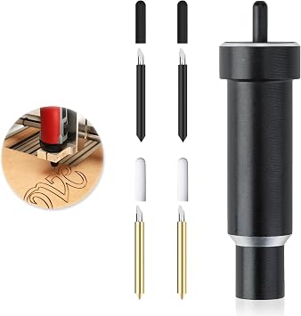 مجموعة شفرات مقطوعة بعمق 5 قطع، تتضمن 4 شفرات سكين وغطاء واحد متوافق مع Maker 3/Maker Air 3/Air 2/Air One/Explore 3، 60 شفرة ملحقات للحرف اليدوية والنقش على الرقائق والشعارات باللون الأسود