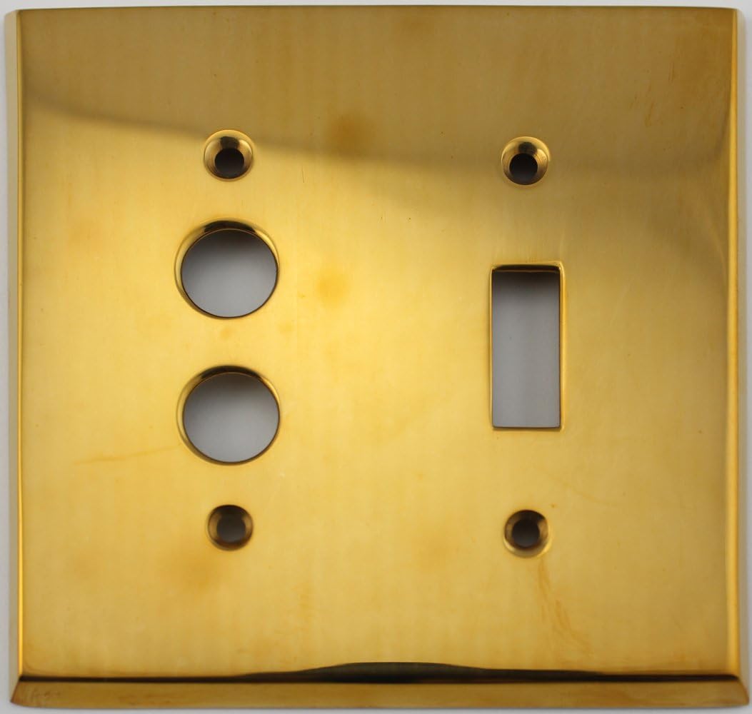 Unlacquered Polished Brass 2 Gang Combination Switch Plate - 1 Push ...