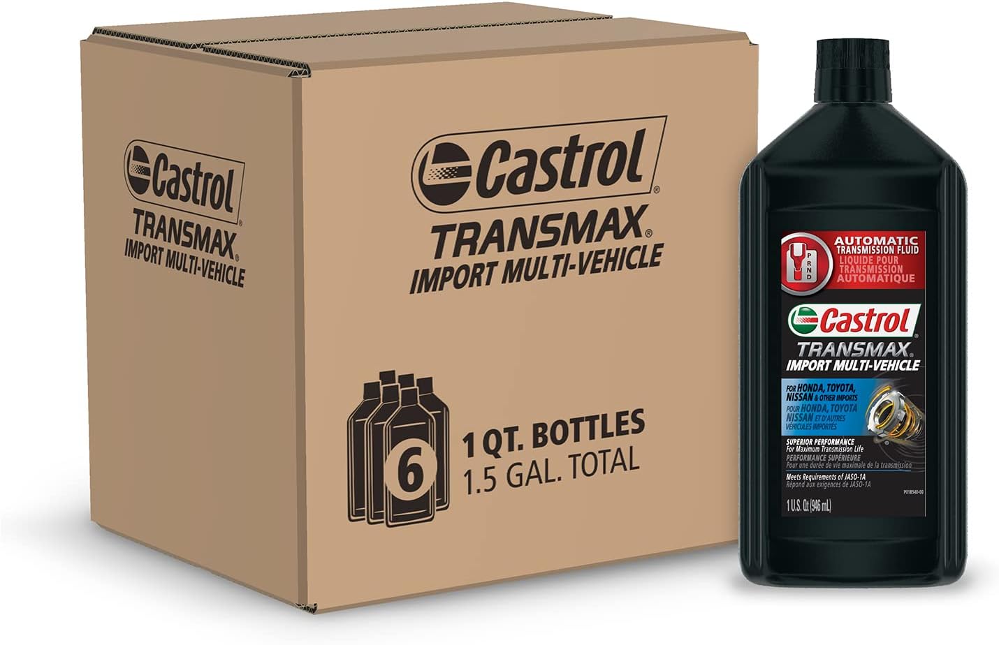 Transmax Import Multi-Vehicle Automatic Transmision Fluid, 1 Quart, Pack of 6