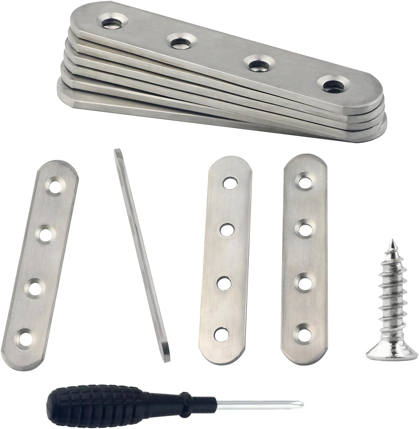 Flat Metal Brackets 10pcs, 20×97mm Mounting Plate, Flat Straight Metal Plate with Holes, Mending Plates for Wood, for Various Furniture