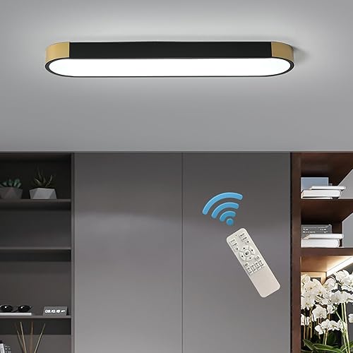 Tioolo Luces de Techo LED Regulables Modernas de Acrílico Lineales Lámpara de Techo LED de 2.3 Pies Montaje Semiempotrado Forma Envolvente Accesorio