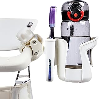 Soporte para bebidas para cochecitos – Soporte para scooter con soporte para smartphone, giratorio 360°, soporte para teléfono móvil antideslizante y organizador de espacio de almacenamiento 2 en 1