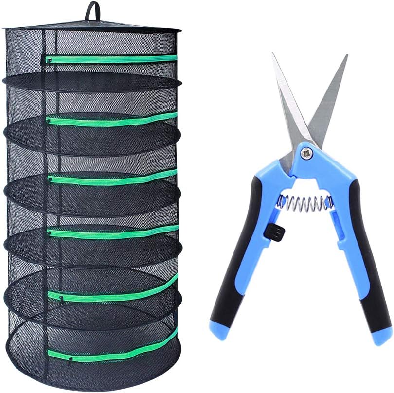 G-LEAF Drying Rack Net Dryer 2ft 6 Layer Black W/Green Zippers