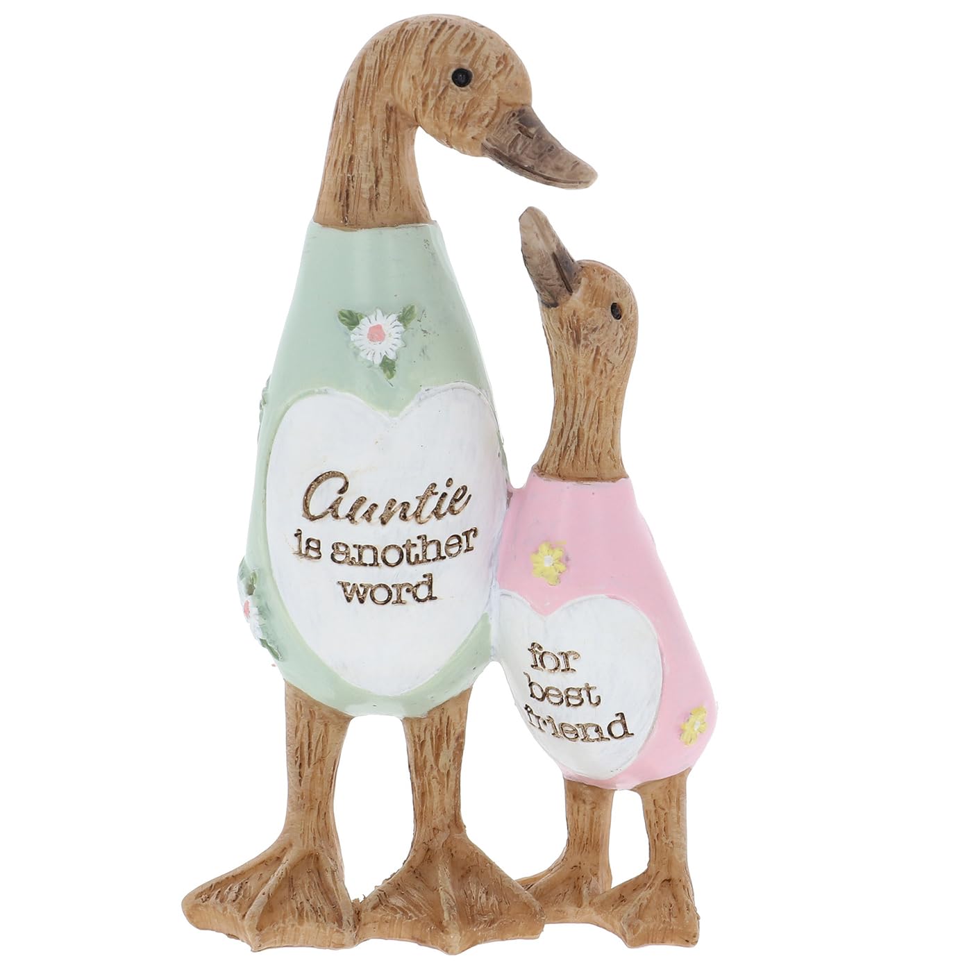 Shudehill Giftware Multicolour Daisy Message Cute Resin Wooden Look Duck Ornament - Mum, Nan, Friends, Family And More Sentimental Messages, Gift Ideas For Her (Auntie)