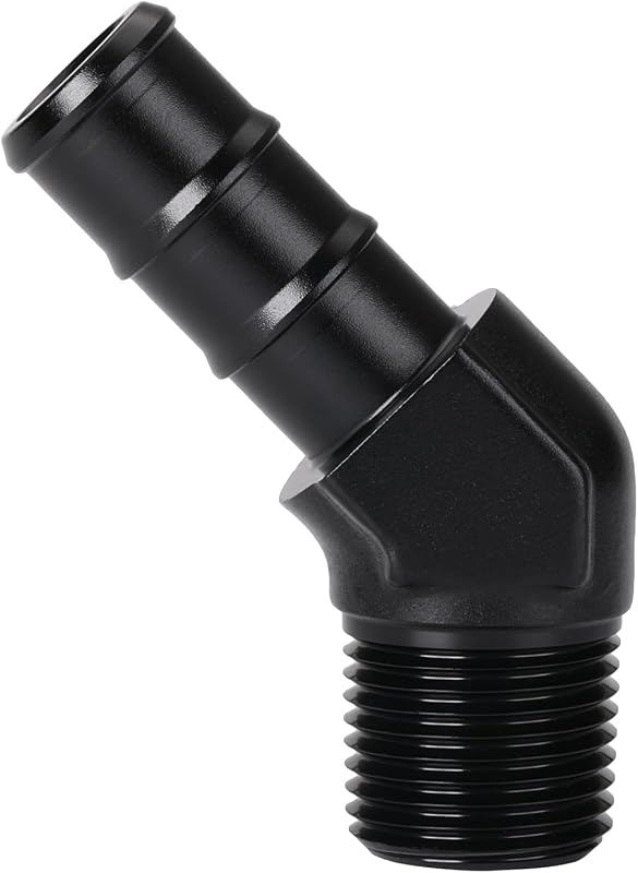 Adaptador de conexão 3/8 NPT macho para espigão de mangueira 1/2, 45° Podavelle – 1 unidade