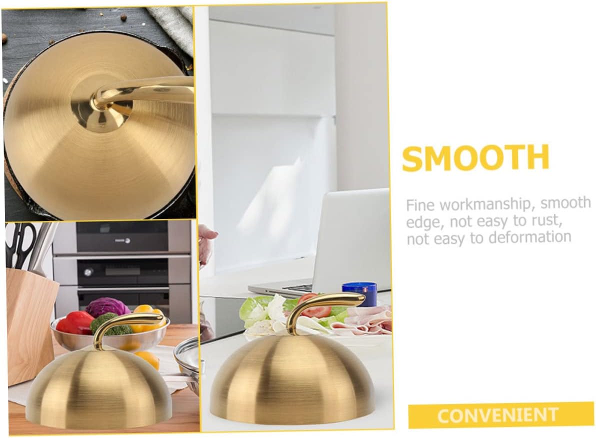 MAGICLULU Luxury 20cm Stainless Steel Steak Dome Cover Thickened Oil-Proof Food Protector for Kitchen BBQ Sturdy Gold Non-Magnetic Dome Lid for Household Use