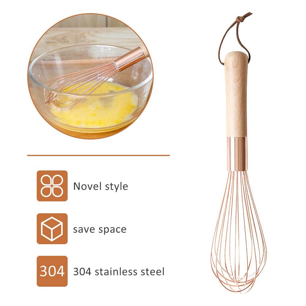 Trzepaczka do jajek ze stali nierdzewnej trzepaczka do jajek, różowe złoto mini wisk ręczna trzepaczka mleko jajka jedzenie blender mikser przybory kuchenne .(L)