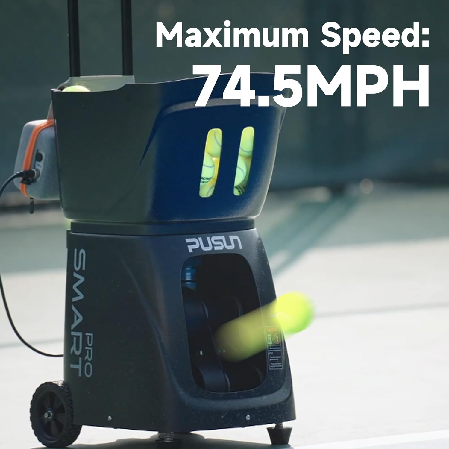 Tennis Ball Machine, PT-Smart Pro Padel Tennis Ball Launcher with App/Remote/iWatch Control, 115+Ball Capacity, AI Drill/Program/Full-Court Random Shot, 4-6H Battery Life, Portable&Professional