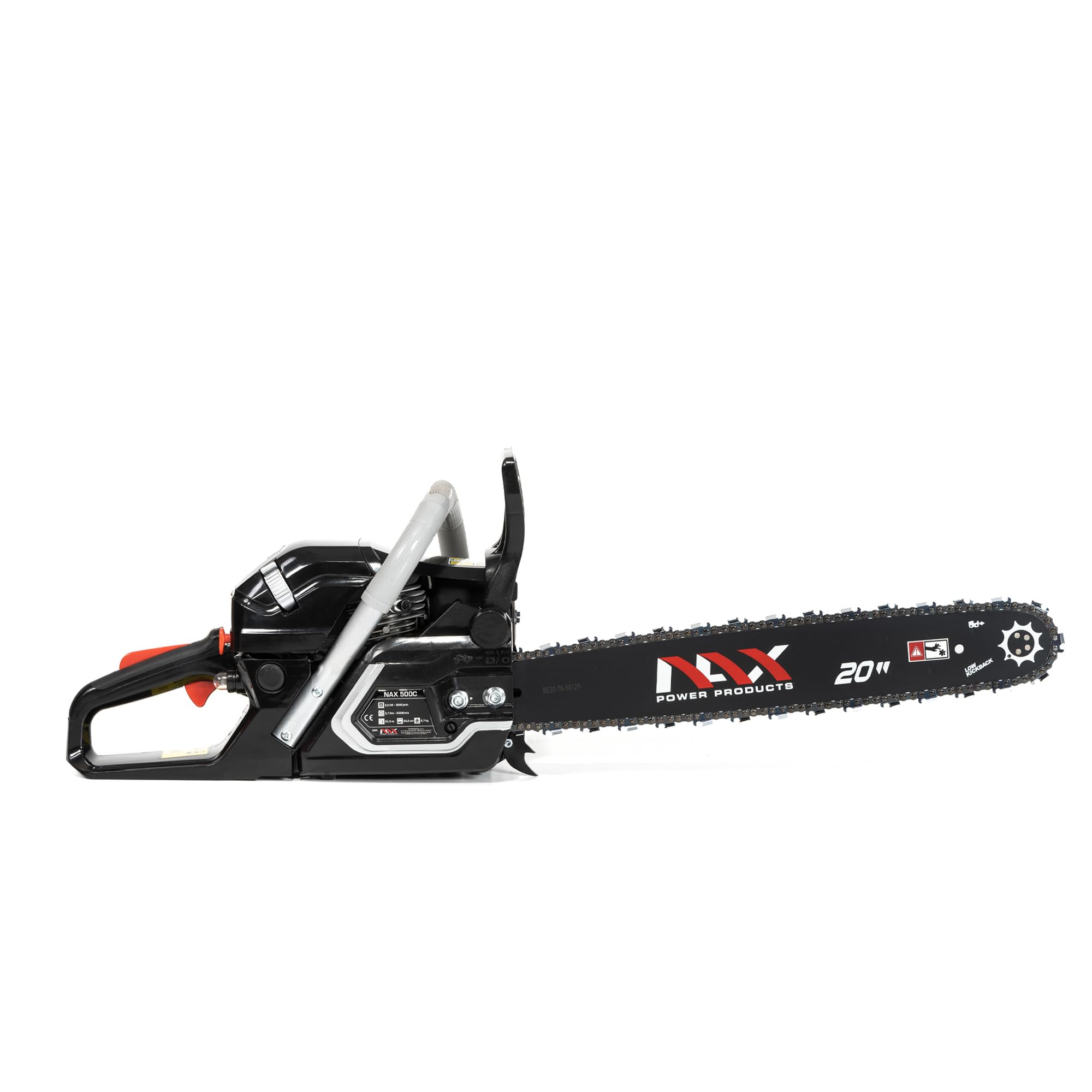 NAX POWER PRODUCTS 500C moteur 61,5 cm3 2 kW Briggs & Stratton produit sous licence guide 20" 50,8 cm système anti-rebond Low Kickback tronçonneuse thermique scie à chaîne