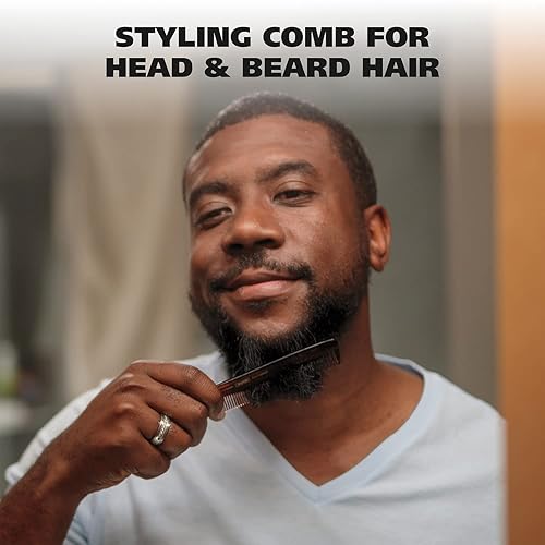 Miniatura 6 de Wahl Peine de peinado para barba bigote y pelo para hombre  hecho a mano y cortado a mano con acetato de celulosa  Dientes cónicos lisos y