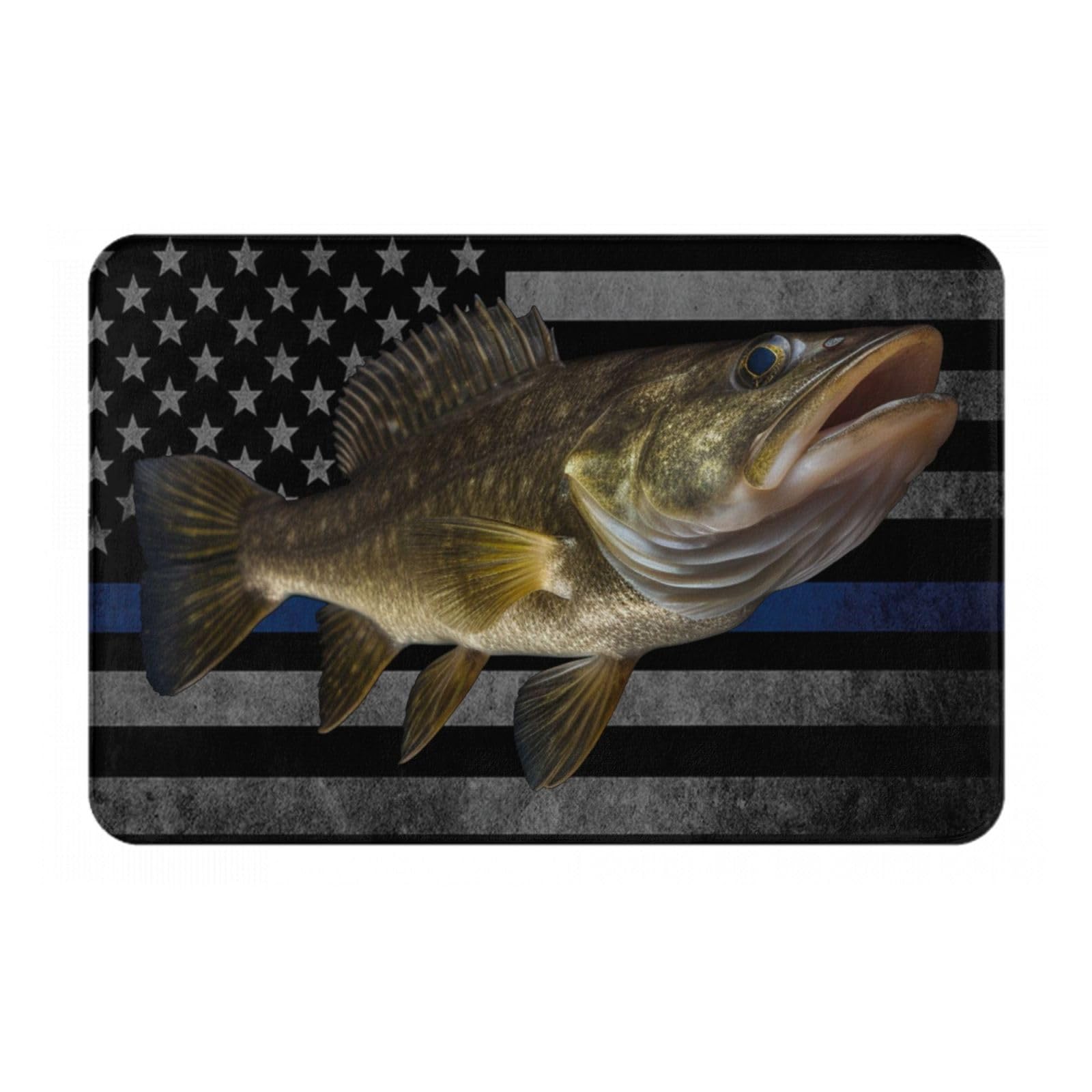 Walleye Fish Doormat Welcome Mats 16x24 Inch Indoor Outdoor Non-Slip Carpet Rugs