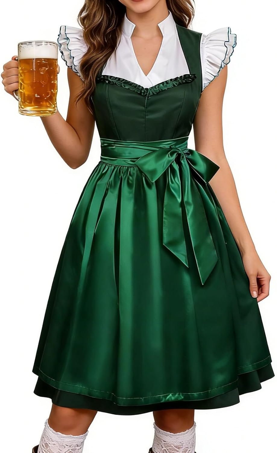 Women's Traditional German Dirndl Dress Set 3 Pieces Costumes for Oktoberfest Bavarian Carnival Festival