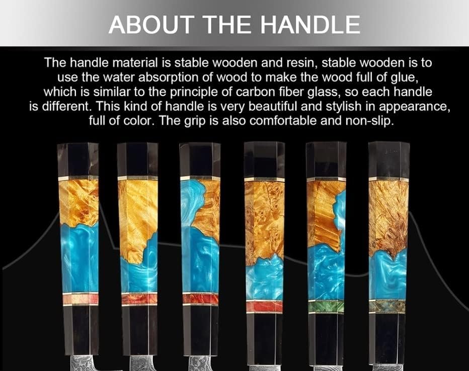 Miniatura 6 de Juegos de cuchillos, 6 unids cuchillo de cocina japonés VG10 acero chef santoku deshuesado cuchillos utilidad cuchillo de cocina conjunto de