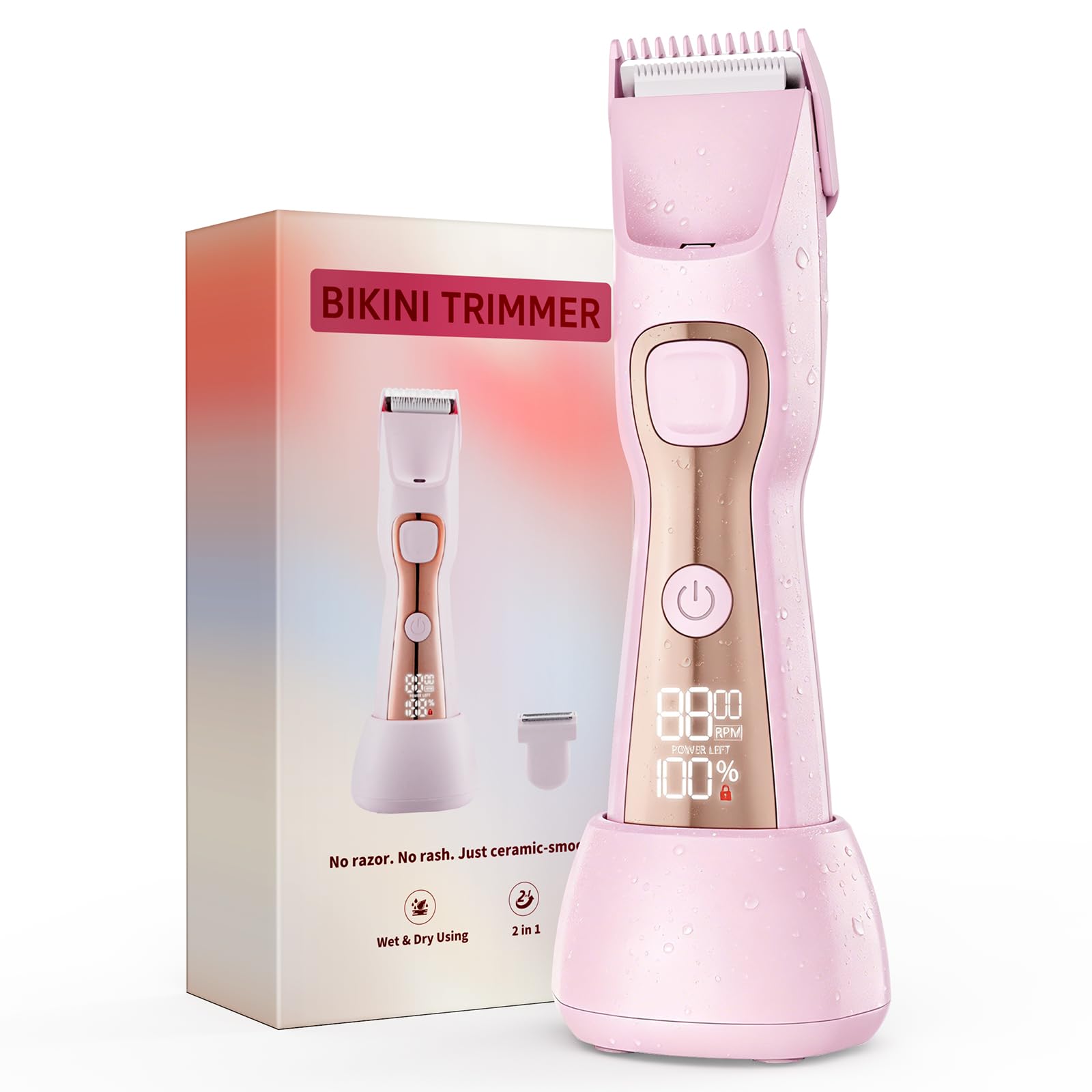 Bikini Trimmer for Women 7000RPM Dual Head Electric Razors, Gifts for Women Pink