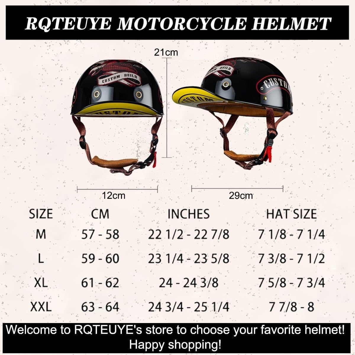 Halbschalenhelm Mit ECE-Zulassung Vintage Motorradhelm Baseball Cap Cruiser Chopper Scooter Helm Herren Retro Motorrad Halbhelm Damen Mofa Helm(18,XL(61~62CM))