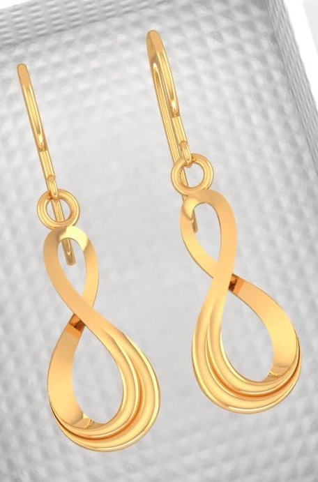 P.C. Chandra Jewellers 22KT (916) Yellow Gold Beautiful Hanging Earrings For Women With An Infinite Pattern - 0.8 Grams