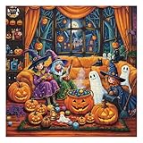 Halloween Party Puzzles for Adults 1000 Pieces, Witches Ghost Pumpkin Jigsaw Puzzles, Difficult Fall Candy Art Puzzles