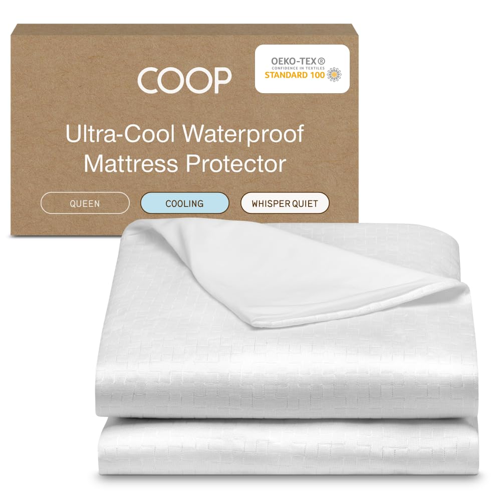 Ultra-Cool Waterproof Mattress Protector, Queen, Cooling Mattress Protector, Machine Washable Cooling Bed Cover, Whisper Quiet Waterproof Bed Cover, Queen (60x80)