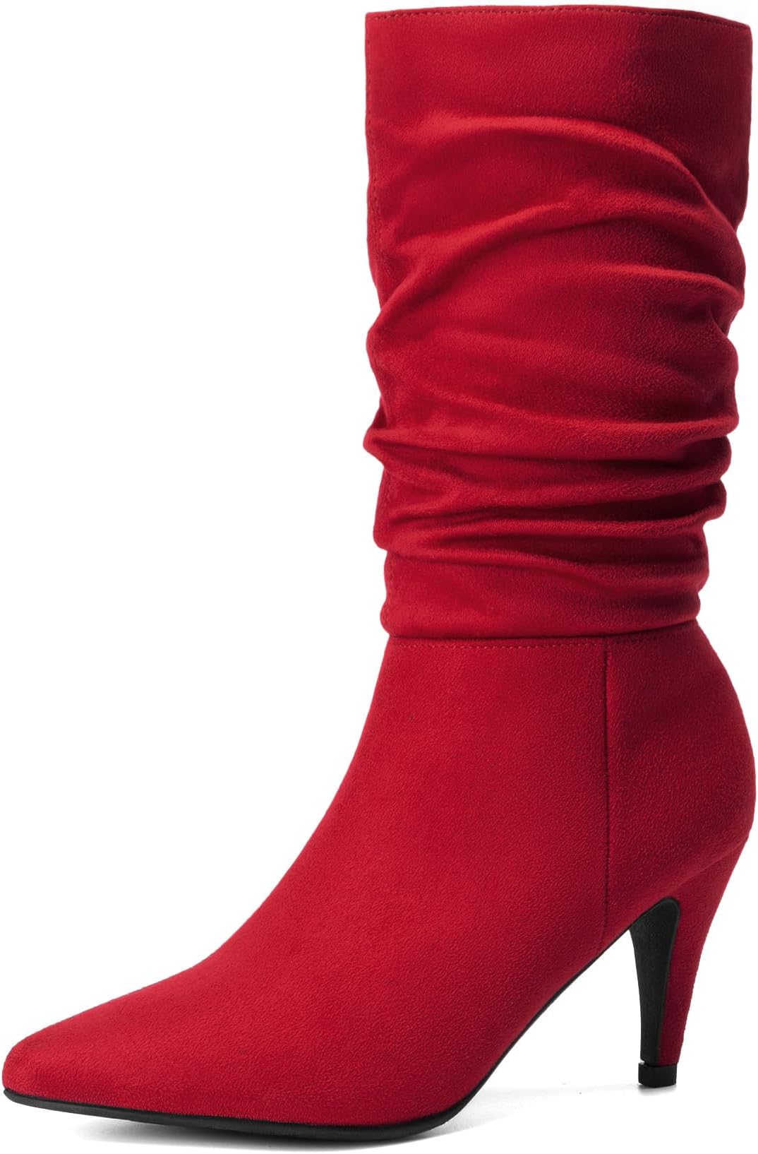 Women's High Heel Mid Calf Boots Slouchy Pointed Toe Fall Boots