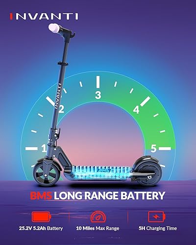 Miniatura 3 de INVANTI KS03 - Patineta eléctrica para niños de 8 años en adelante, motor de 180W, velocidad máxima de 12 mph y 10 millas, rueda sólida de 7